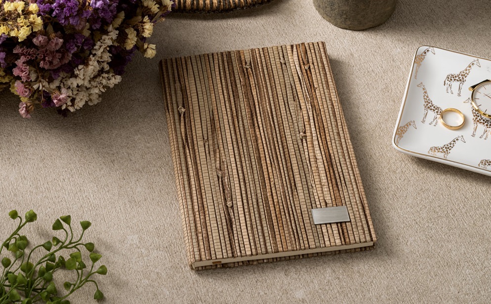 carnet publicitaire couverture en paille