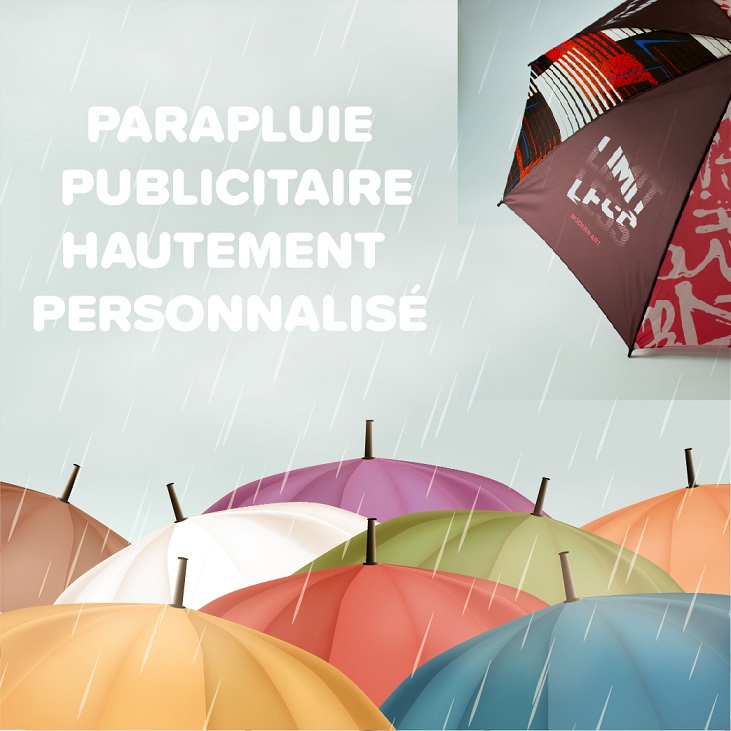 PARAPLUIE PUBLICITAIRE PERSONNALISE EN QUADRI ALL OVER